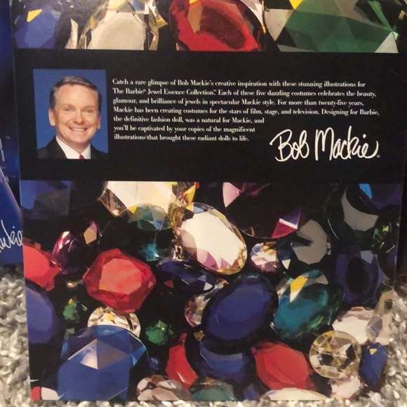 BOB MACKIE JEWEL ESSENCE COLLECTION BARBIE DOLLS -5 barbies, brooch & portfolio - Picture 12 of 13